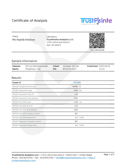CJC-1295 (No DAC) (5mg)/Ipamorelin (5mg) Blend