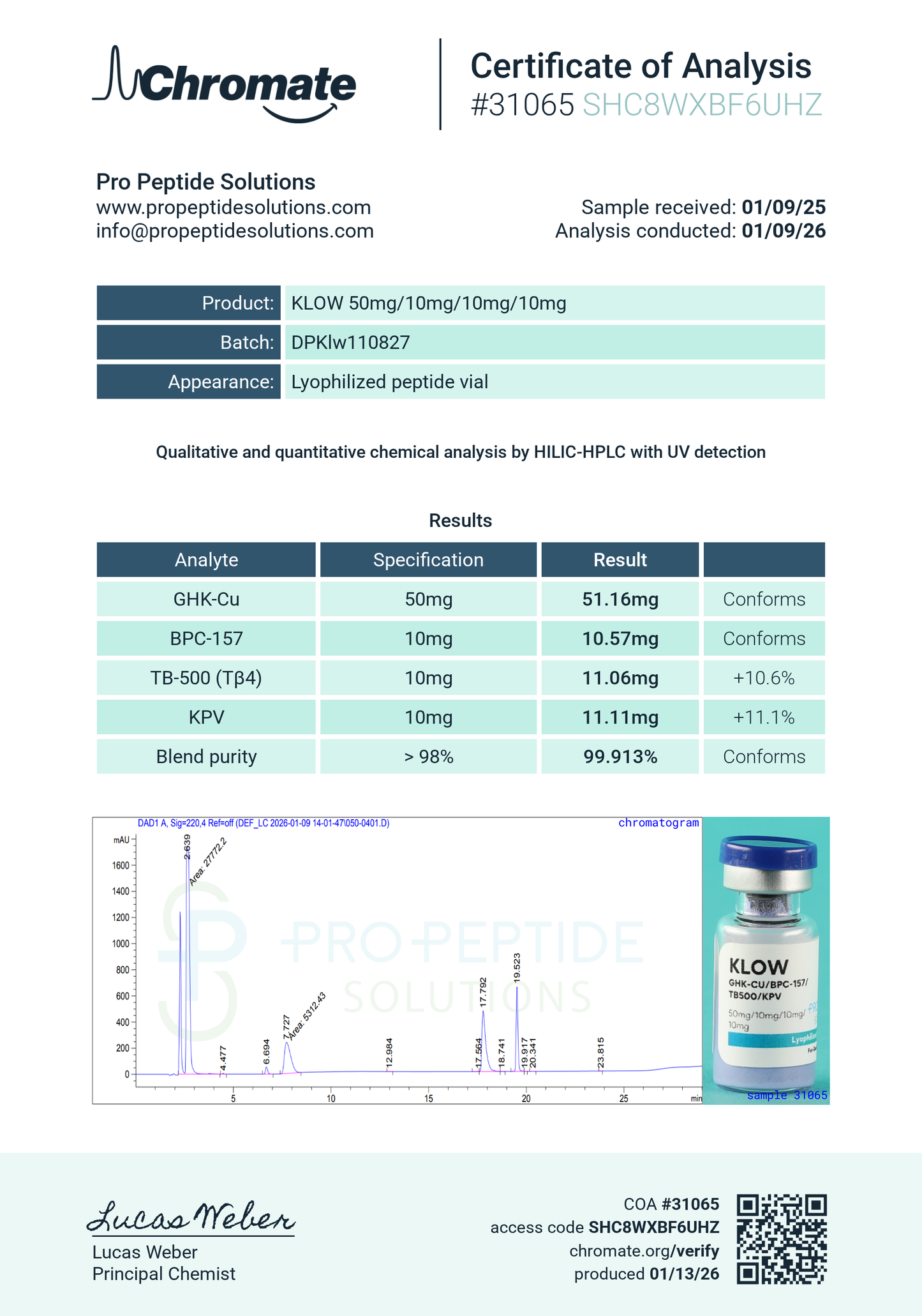 KLOW 80mg | GHK-CU (50mg) / BPC-157 (10mg) / TB500 (10mg) / KPV (10mg)