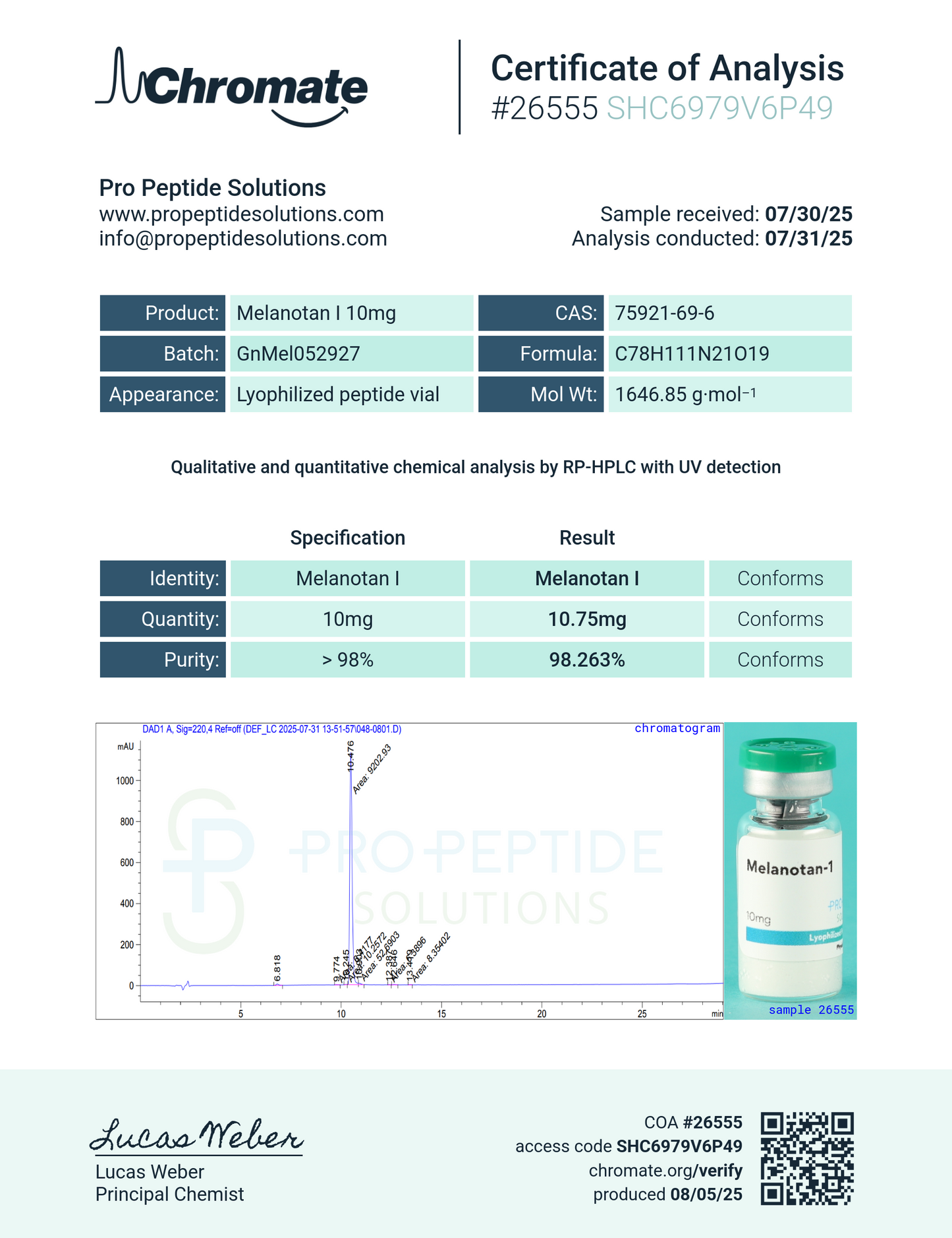 Melanotan- 1 (MT-1) (10mg)